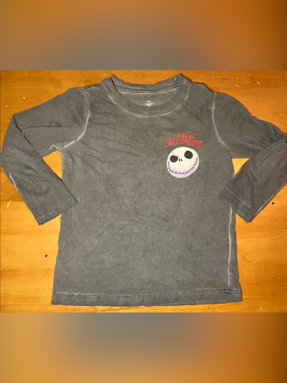 Disney “Worn” Gray Jack Skellington Long Sleeve Tee